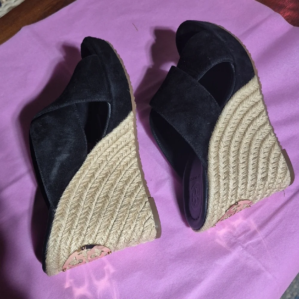 Tory Burch Black Suede Mules